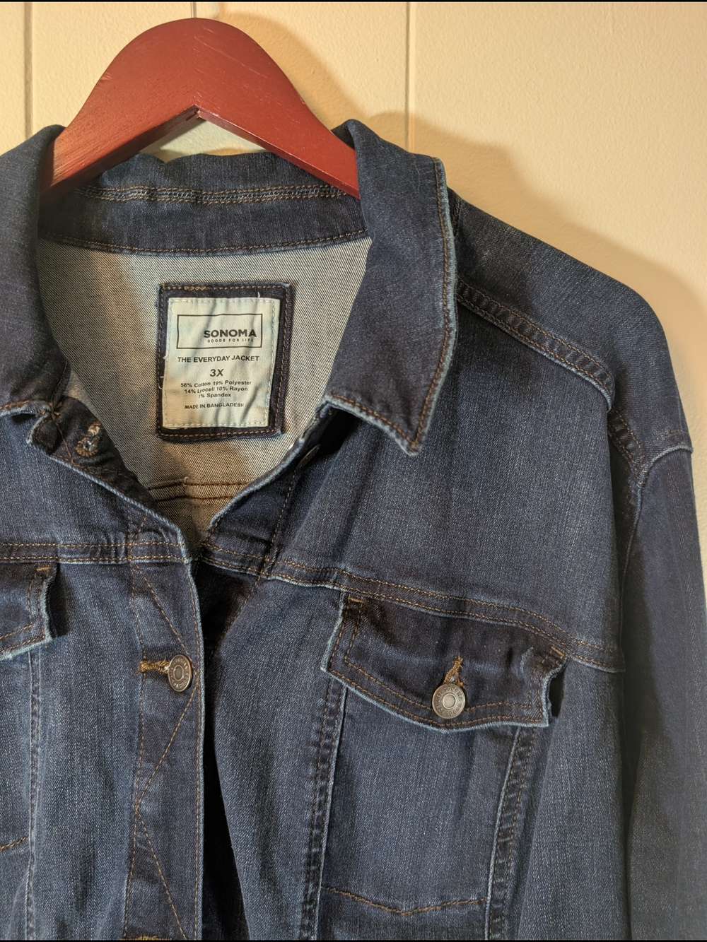 Sonoma The Everyday Jacket Women's 3X Dark Wash Stretch Denim Jacket Plus Size